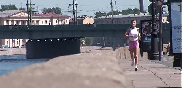  Russian blonde Olga meets BBC while jogging